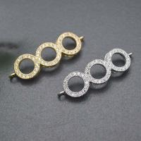 Cubic Zirconia Micro Pave Brass Connector Donut plated DIY & micro pave cubic zirconia & 1/1 loop & hollow nickel lead & cadmium free Sold By PC