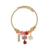 European Bracelet Zinc Alloy with Glass Cat gold color plated fashion jewelry & for woman & with rhinestone nickel lead & cadmium free Inner Approx 60mm Sold By PC