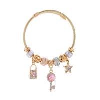 European Bracelet Zinc Alloy gold color plated fashion jewelry & for woman & enamel & with rhinestone nickel lead & cadmium free Inner Approx 60mm Sold By PC
