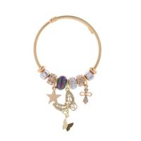 European Bracelet Zinc Alloy with ABS Plastic Butterfly gold color plated fashion jewelry & Unisex & with rhinestone nickel lead & cadmium free Inner Approx 60mm Sold By PC