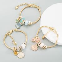 European Bracelet Zinc Alloy with Crystal & Plastic Pearl Shell gold color plated fashion jewelry & for woman & enamel & with rhinestone nickel lead & cadmium free Length Approx 21.5 cm Sold By PC