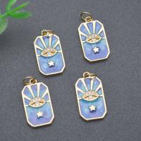 Evil Eye Pendants Brass gold color plated DIY & micro pave cubic zirconia & enamel blue nickel lead & cadmium free Sold By PC