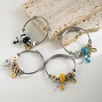 Bracelet European , Acier titane, avec perle de plastique & alliage de zinc, abeille, Placage, bijoux de mode & unisexe & émail & avec strass, plus de couleurs à choisir, Diamètre intérieur:Environ 55mm, Vendu par PC