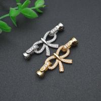Brass Hook and Eye Clasp Bowknot plated DIY & micro pave cubic zirconia nickel lead & cadmium free Sold By PC