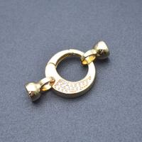 Brass Hook and Eye Clasp Donut gold color plated DIY & micro pave cubic zirconia nickel lead & cadmium free Sold By PC