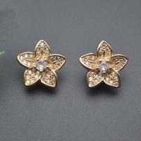 Brass Spacer Beads Flower gold color plated DIY & micro pave cubic zirconia nickel lead & cadmium free Sold By PC