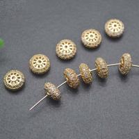 Brass Spacer Beads Flat Round plated DIY & micro pave cubic zirconia nickel lead & cadmium free Sold By PC