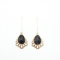 Zinc Alloy Drop Earrings with turquoise fashion jewelry & for woman black nickel lead & cadmium free 60mm Sold By Pair