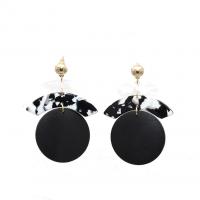 Tibetan Style Stud Earring, with Wood, fashion jewelry & for woman, nickel, lead & cadmium free, 34x63mm, Sold By Pair