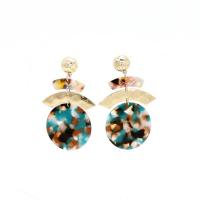 Tibetan Style Stud Earring, with Acetate, fashion jewelry & for woman, nickel, lead & cadmium free, 47x75mm, Sold By Pair