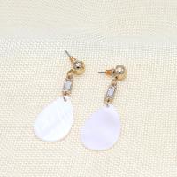 Zinc Alloy Stud Earring with White Shell fashion jewelry & for woman nickel lead & cadmium free 55mm Sold By Pair