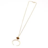 Zinc Alloy Sweater Chain Necklace with Tiger Eye fashion jewelry & for woman nickel lead & cadmium free Length Approx 27.55 Inch Sold By PC