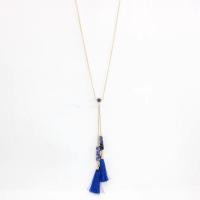 Colar de jóias de liga de zinco, with Blue Speckle Stone, joias de moda & para mulher, níquel, chumbo e cádmio livre, comprimento Aprox 24.4 inchaltura, vendido por PC