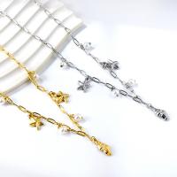 Stainless Steel Jewelry Necklace, 304 Stainless Steel, with Plastic Pearl, with 1.97inch extender chain, Vacuum Ion Plating, fashion jewelry & Unisex, more colors for choice, Sold Per Approx 17.52 Inch Strand