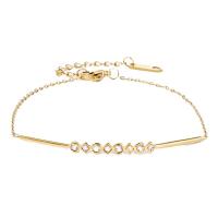 Titanium Steel Bracelet & Bangle with 1.57inch extender chain plated fashion jewelry & micro pave cubic zirconia & for woman golden Sold Per Approx 6.69 Inch Strand