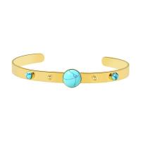Bracelet d'acier titane, avec turquoise, Placage, bijoux de mode & pour femme, doré, Vendu par PC