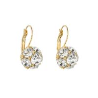 Brass Leverback Earring plated fashion jewelry & for woman & with rhinestone nickel lead & cadmium free Sold By Pair