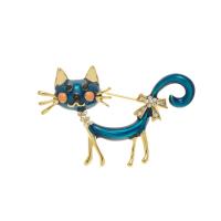 Cubic Zirconia Brooch Brass Cat fashion jewelry & for woman & with rhinestone nickel lead & cadmium free Sold By PC