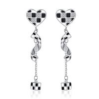 Cubic Zirconia Micro Pave Brass Earring Heart micro pave cubic zirconia & for woman & epoxy gel nickel lead & cadmium free Sold By Pair