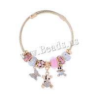 European Bracelet Titanium Steel with Zinc Alloy gold color plated fashion jewelry & for woman & enamel & with rhinestone Inner Approx 60mm Sold By PC