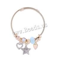 European Bracelet, Titanium Steel, with Tibetan Style, gold color plated, fashion jewelry & for woman & with rhinestone, more colors for choice, Inner Diameter:Approx 55mm, Sold By PC