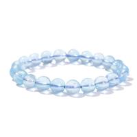 Gemstone Bracelets, Aquamarine, Round, polished, fashion jewelry & different grades for choice & Unisex & different size for choice, light blue, Length:Approx 18 cm, Sold By PC