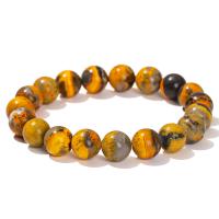 Gemstone Bracelets, Wasp Stone, Round, fashion jewelry & Unisex & different size for choice, yellow, Length:Approx 18 cm, Sold By PC