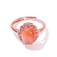 Brass Finger Ring with Yunnan Red Agate Oval rose gold color plated fashion jewelry & for woman & with rhinestone nickel lead & cadmium free Inner Approx 17mm Sold By PC