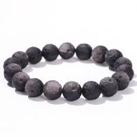 Bracelets de pierres précieuses, Argent-Obsidienne, Rond, bijoux de mode & unisexe, 11mm, Longueur:Environ 18 cm, Vendu par PC