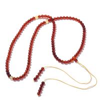 Jantar Budistička perle narukvice, Krug, modni nakit & bez spolne razlike, crven, 6mm, Približno 108računala/Strand, Prodano By Strand