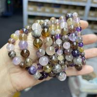 Quartz Bracelets Amethyst with Clear Quartz Round fashion jewelry & for woman mixed colors Sold Per Approx 18 cm Strand