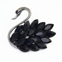 Tibetan Style Brooches, Swan, plated, fashion jewelry & for woman & with rhinestone, more colors for choice, 45x40mm, Sold By PC