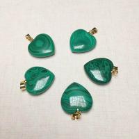 Malachite Pendants Heart gold color plated DIY green 18mm Sold By PC