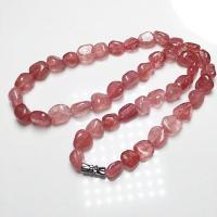 Quartz Necklace, Strawberry Quartz, for woman, pink, Length:Approx 43 cm, Sold By PC