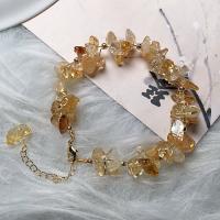 Quarz Armbänder, Gelbquarz Perlen, für Frau, gelb, Länge:ca. 38 cm, verkauft von PC