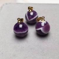Quartz Gemstone Pendants, Amethyst, DIY, purple, 12mm, Sold By PC
