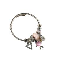 European Bracelet Titanium Steel with Zinc Alloy Fish plated fashion jewelry & with rhinestone Inner Approx 55mm Sold By PC