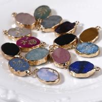 Gemstone Pendants Jewelry, gold color plated, DIY & different designs for choice, more colors for choice, 22x13mm, Sold By PC