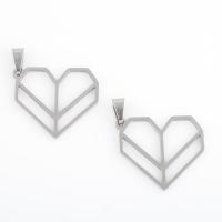 Stainless Steel Heart Pendants, 304 Stainless Steel, plated, DIY, silver color, 28.80x23.70x1.30mm, 10PCs/Bag, Sold By Bag