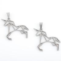 Stainless Steel Animal Pendants, 304 Stainless Steel, Horse, plated, DIY, silver color, 34.50x32.50x1.30mm, 10PCs/Bag, Sold By Bag