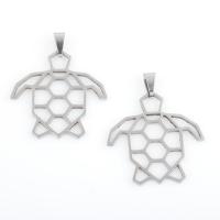 Stainless Steel Animal Pendants, 304 Stainless Steel, Turtle, plated, DIY, silver color, 35.10x28.50x1.30mm, 10PCs/Bag, Sold By Bag
