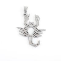 Stainless Steel Animal Pendants, 304 Stainless Steel, Scorpion, plated, DIY, silver color, 38x24.70x1.30mm, 10PCs/Bag, Sold By Bag
