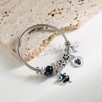 European Bracelet Titanium Steel with Zinc Alloy plated fashion jewelry & enamel & with rhinestone Inner Approx 55mm Sold By PC