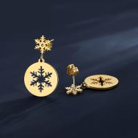 Titanium Aço Brinco, Partículas de aço, Floco de neve, joias de moda & para mulher, dourado, níquel, chumbo e cádmio livre, 26x14.80mm, vendido por par