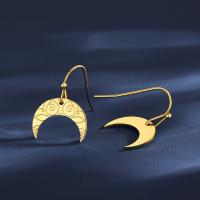 Titanium Steel  Earring Moon Vacuum Ion Plating fashion jewelry & for woman gold nickel lead & cadmium free Sold By Pair