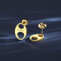 Titan Stahl Ohrring, Titanstahl, mit Holz, Modeschmuck & für Frau, Goldfarbe, frei von Nickel, Blei & Kadmium, 14x9.50mm, verkauft von Paar