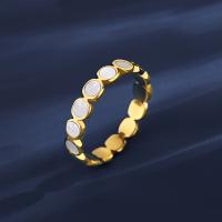 Titan Edelstahl Ringe, Titanstahl, mit Muschel, Modeschmuck & verschiedene Größen vorhanden & für Frau, Goldfarbe, frei von Nickel, Blei & Kadmium, 4.4mm, verkauft von PC