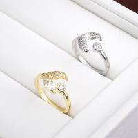Brass Finger Ring, plated, fashion jewelry & for woman & with rhinestone, more colors for choice, nickel, lead & cadmium free, 12x12mm, Sold By PC
