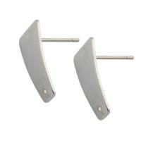 Stainless Steel Earring Stud Component, 304 Stainless Steel, plated, DIY, silver color, 16x10x1mm, Hole:Approx 0.8mm, 20Pairs/Lot, Sold By Lot
