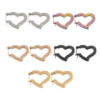 304 rustfrit stål Håndtaget tilbage Earring, Heart, mode smykker & for kvinde, flere farver til valg, 22x23x2mm, Solgt af par